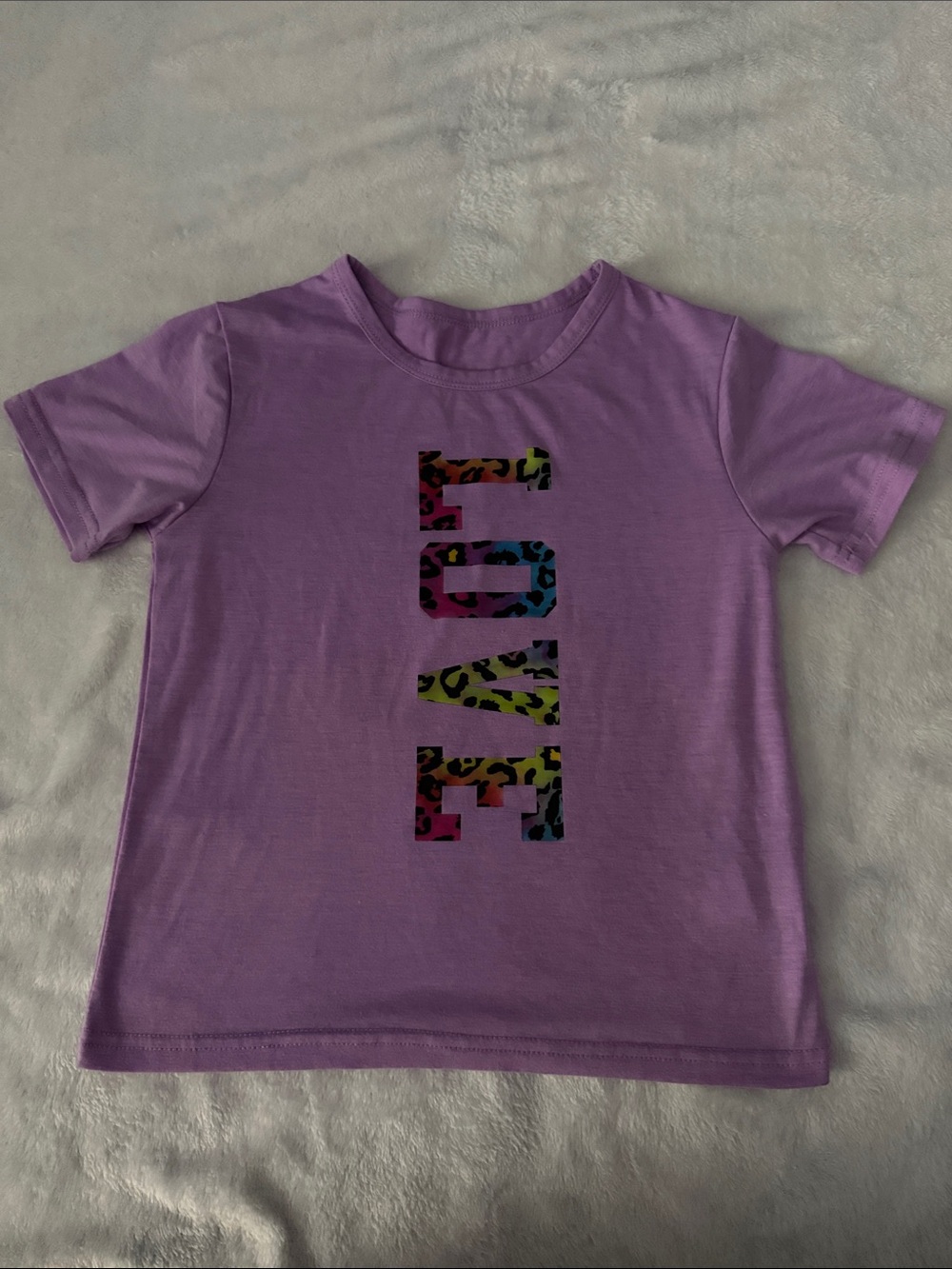 SHEIN Purple Tee with Multicolor Leopard LOVE Graphic